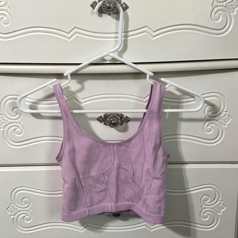 Lavender Ribbed Women's Crop Top